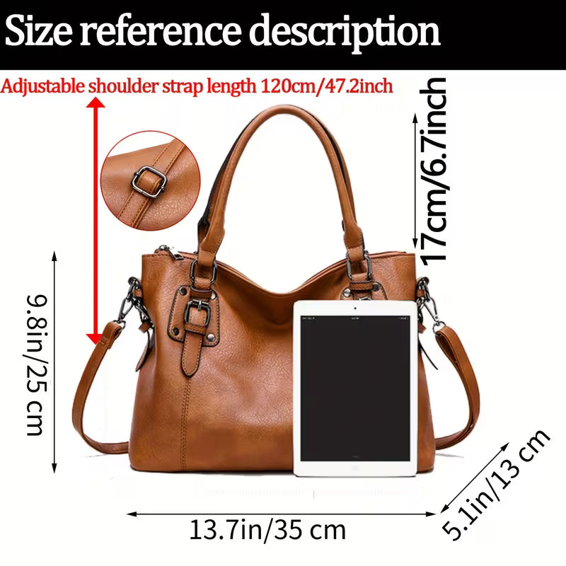 Retro Large Capacity Tote Bag for Women, Multi-Pocket Crossbody Shoulder Purse