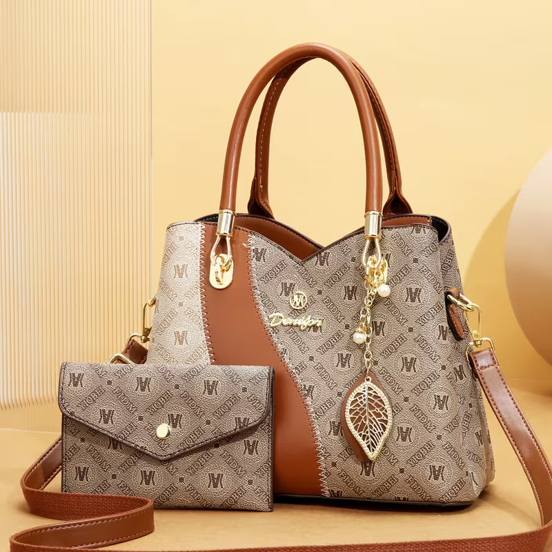 2-Piece Tote Bag Set for Women, Detachable Crossbody Purse with Clutch