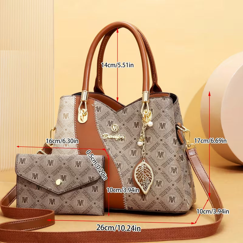 2-Piece Tote Bag Set for Women, Detachable Crossbody Purse with Clutch